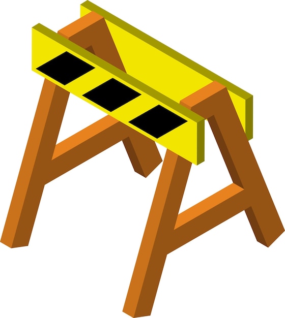 Construction zone barrier illustration in 3D isometric style