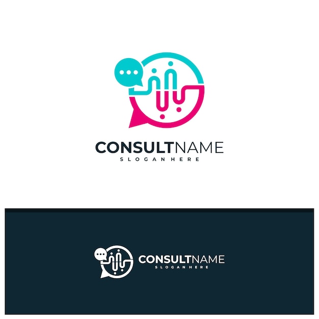 Vettore consultare il vettore di progettazione del logo illustrazione del modello di concetti del logo creative people chat
