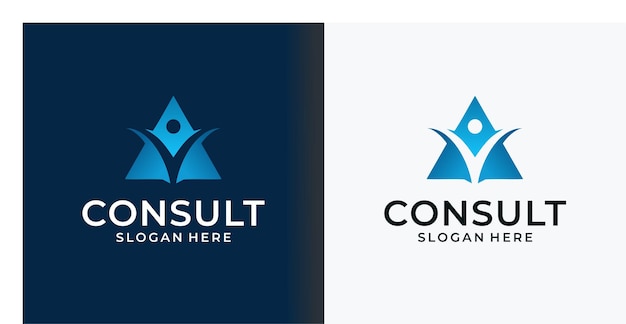 Consulting logo triangle blue premium vector