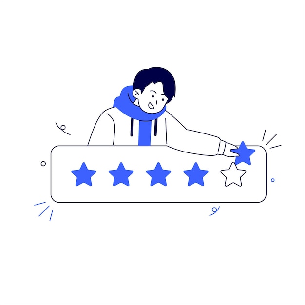 Consumer review and 5 stars rating and rate with people holding gold stars