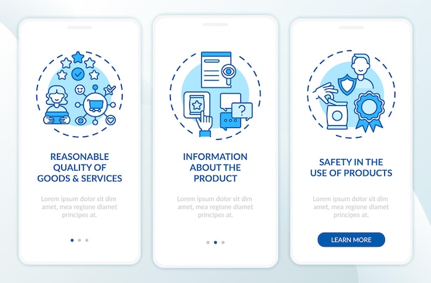 Consumer rights onboarding mobile app page screen