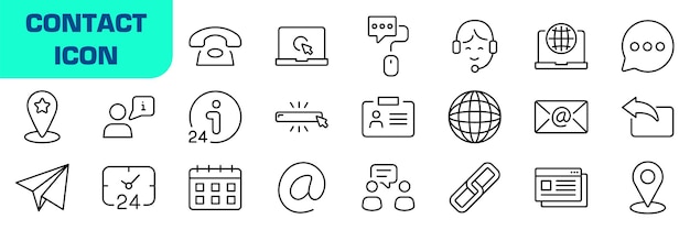 Contact icon set Linear style