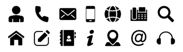 contact information icon business card contact information icons web icon set business card of differents style contact us symbols phone email fax info email address website and more