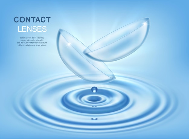 Contact lenses optic eye care accessory with water circles