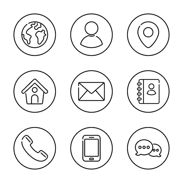 Vector contact line icons