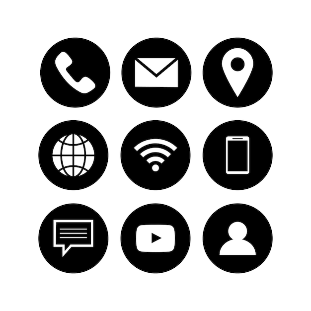 Contact Logos en Iconen instellen contact informatie icoon Vector illustratie