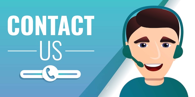 Vector contact us concept banner, cartoon style