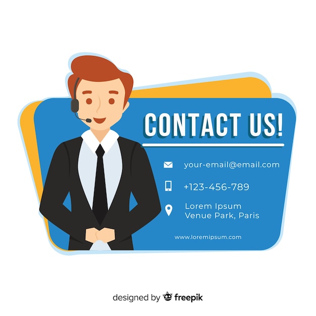 Contact us flat boy background