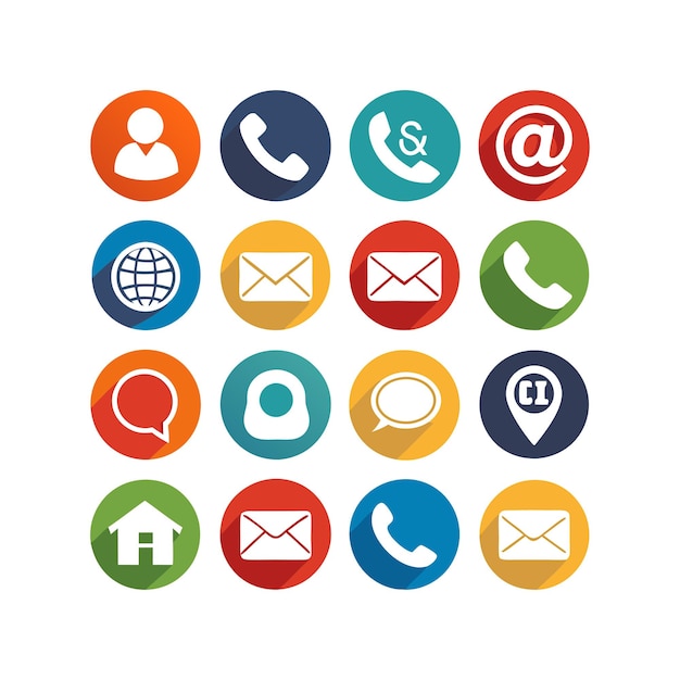Contact Us icon set collection vector illustration for websites and mobile applications