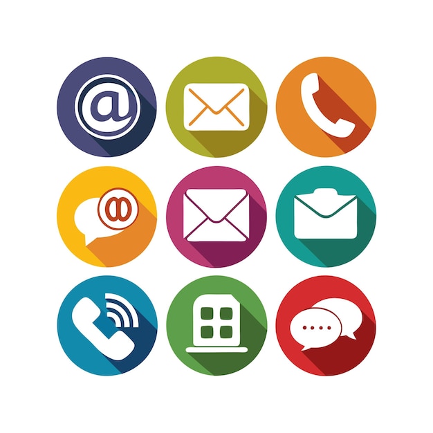 Contact Us icon set collection vector illustration for websites and mobile applications