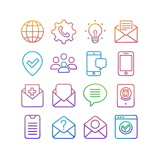 contact us icon set collection for websites and mobile applications