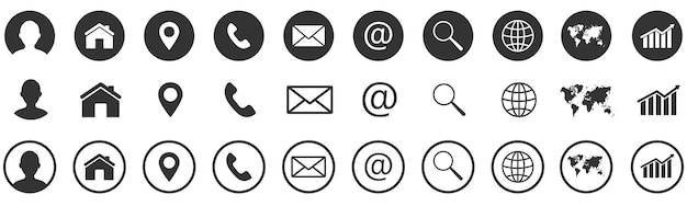 Contact us icons set of website icons vector Communication symbol