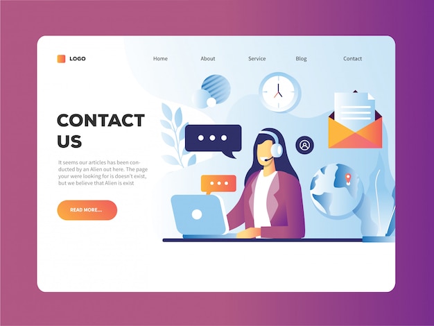 Contact Us landing page design template