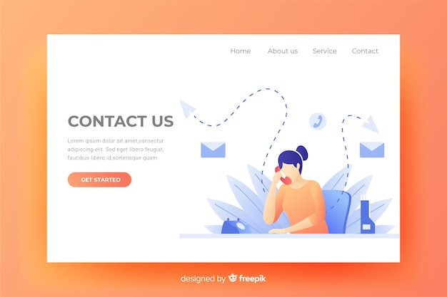 Vector contact us landing page website