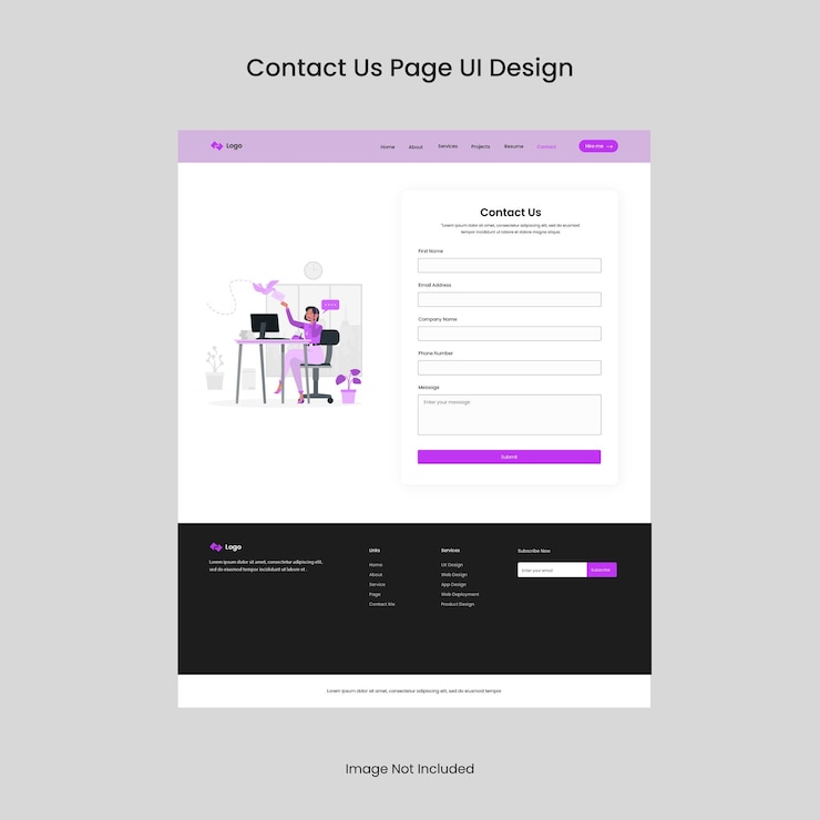 Vector contact us page ui design