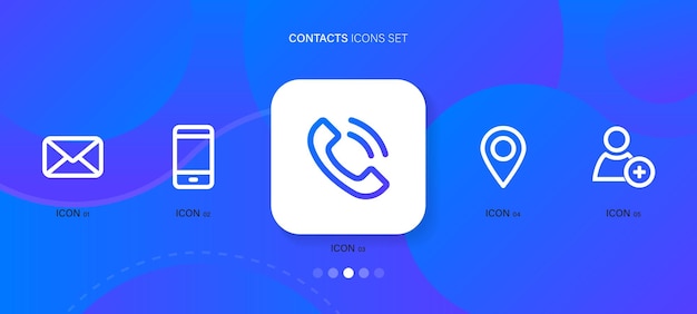 Свяжитесь с нами векторные иконки Почтовое местоположение телефона и символы данных профиля в простом линейном стиле на синем градиенте blackgraund Vector EPS 10