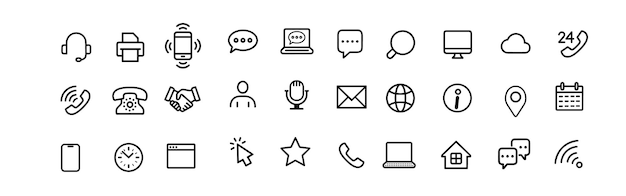 contact us web icons in line style web and mobile icon