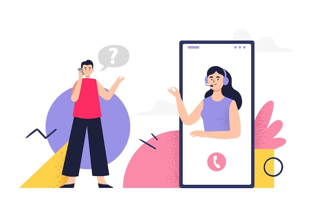 Vettore contattare l'assistenza in flat design
