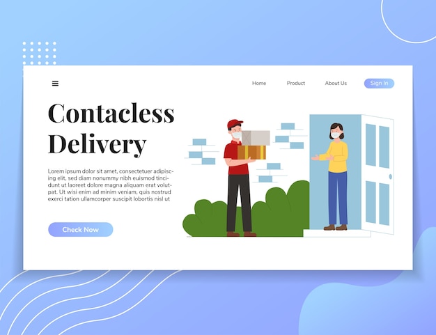 Contactless Delivery UI Illustration Web Template