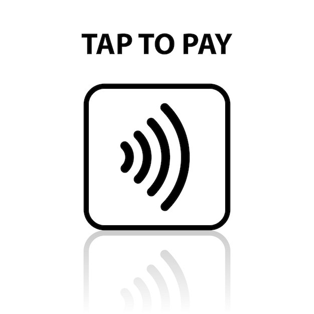 Logo del segno di pagamento wireless nfc senza contatto. vettore di pagamento nfc con carta di credito