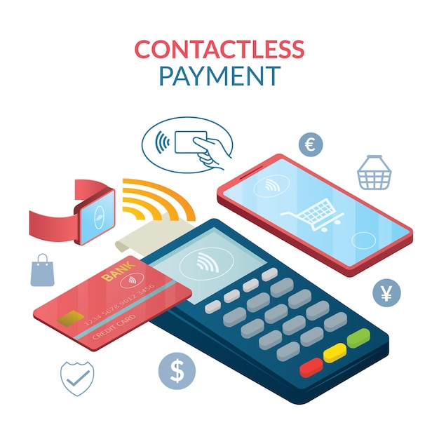 Vector contactless payment concept, wireless