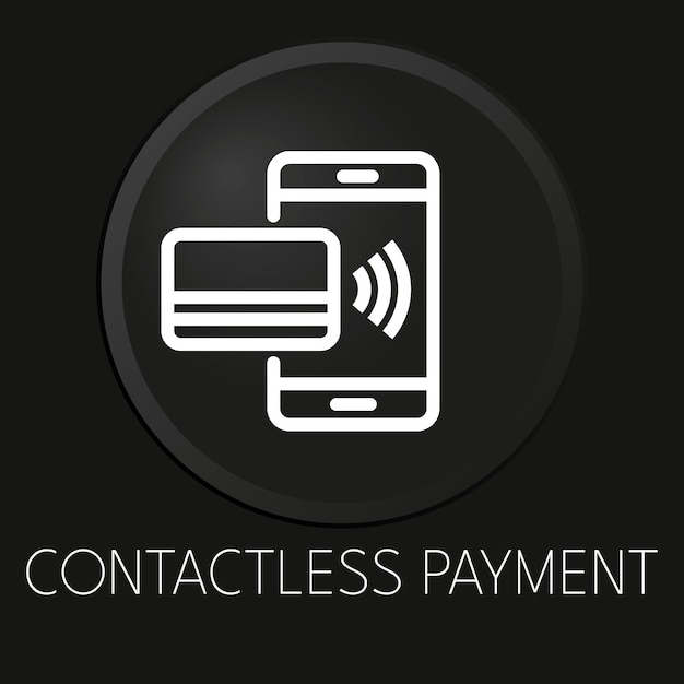 Contactless payment minimal vector line icon on 3d button isolated on black background premium vectorxa