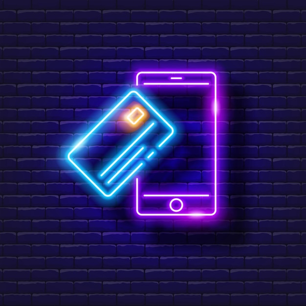 Contactless payment vector neon icon Finance money and online banking glowing sign