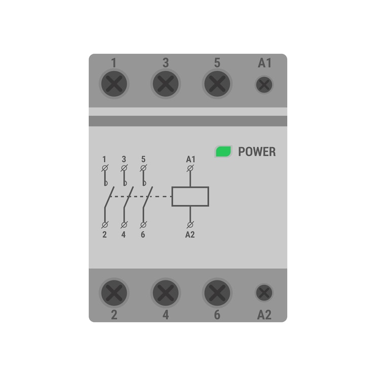Vector contactor for din rail mounting flat design vector illustration