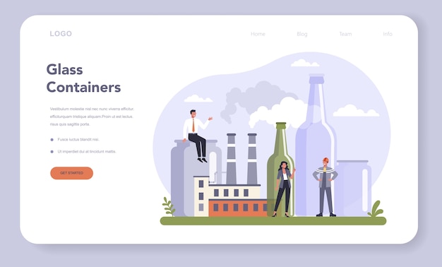コンテナおよび包装業界のwebバナーまたはランディングページ