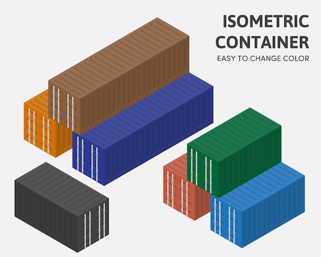 Container box isometric vector easy change color