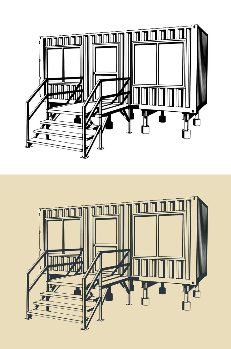 Vector container house illustration