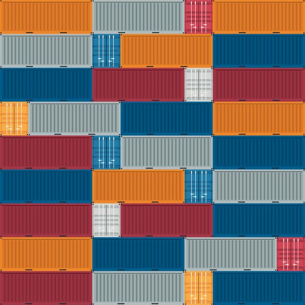 Container logistics and transportation pattern. vector illustration.