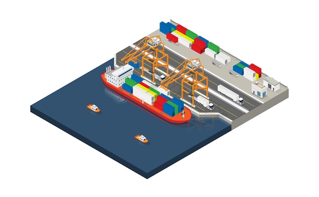 Container ship in export and import business and logistics.