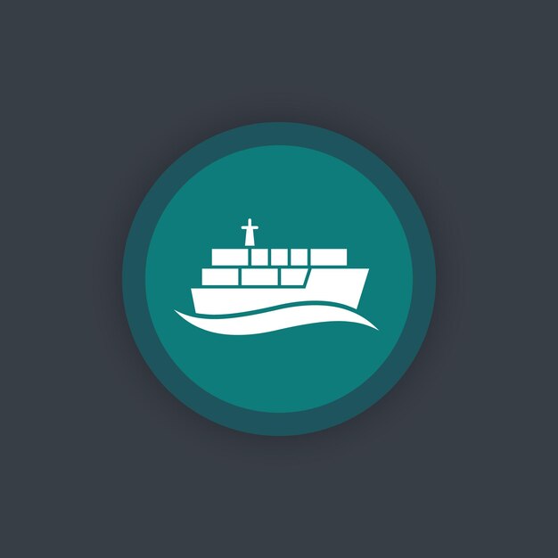 Container ship icon maritime transport pictogram flat icon vector illustration