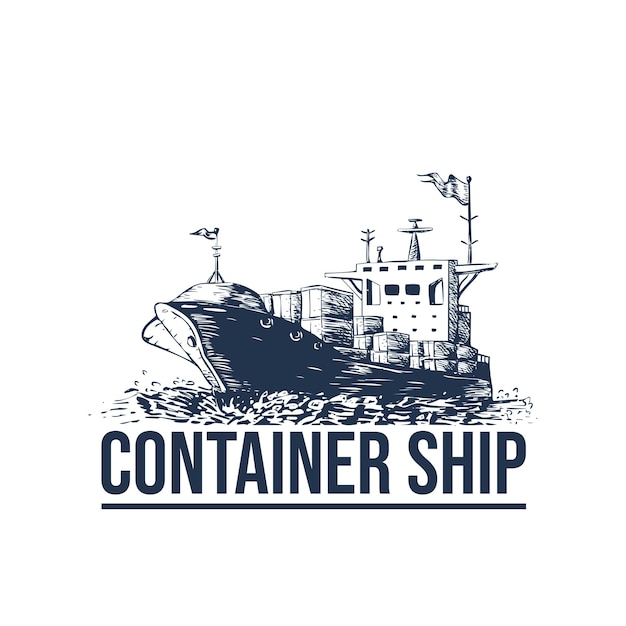 Vector container ship illustration