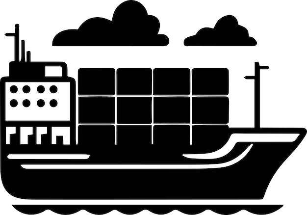 Container Ship Logo Monochrome Design Style