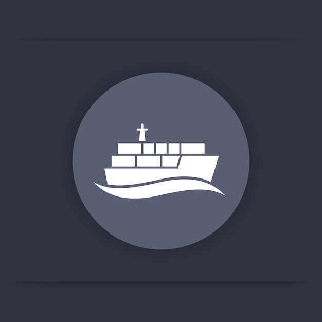 Контейнеровоз перевозки грузовых судов морской транспорт круглый значок векторные иллюстрации