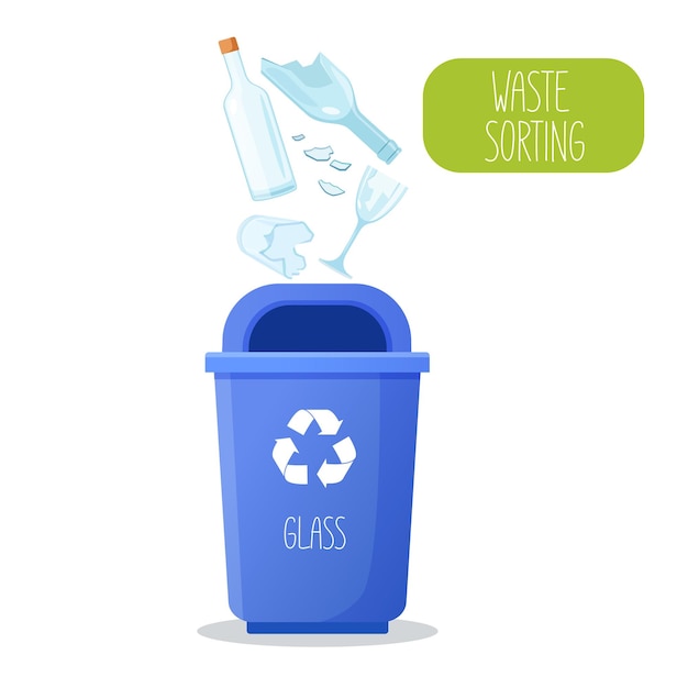 Container for sorted glass garbage Zero waste concept