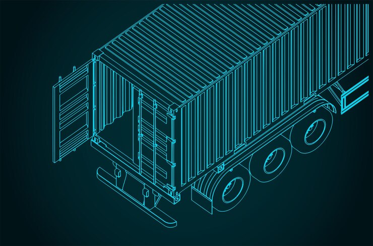 Vector container trailer closeup