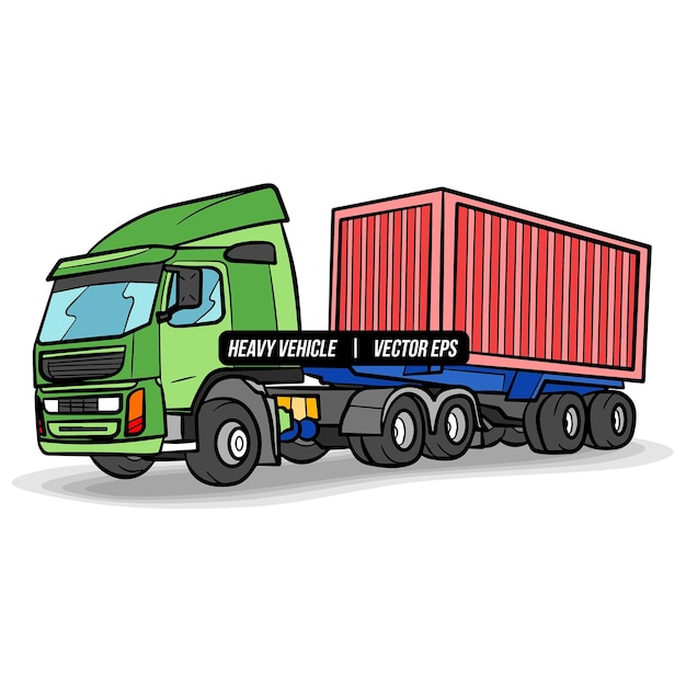 Container truck lorry heavy vehicle transportation illustration