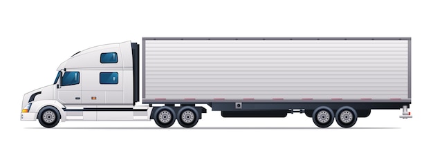 Container truck vector illustration Cargo delivery truck side view isolated on white background