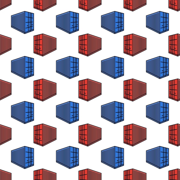 Container vector Shipping concept red and blue seamless pattern