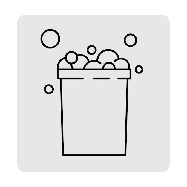 Container with soapy liquid. Bucket with bulki. Vector illustration. EPS 10.