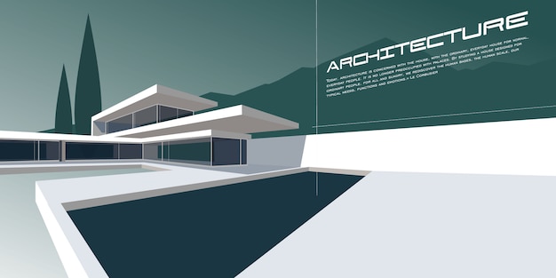 레이아웃 방문 페이지 또는 디자인 광고 책자 또는 전단지에 대한 현대 건축 벡터 모형