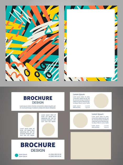 Vector contemporary art museum blank brochure design elements set