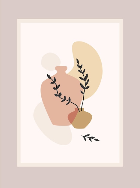 Contemporary art print with abstract plant.