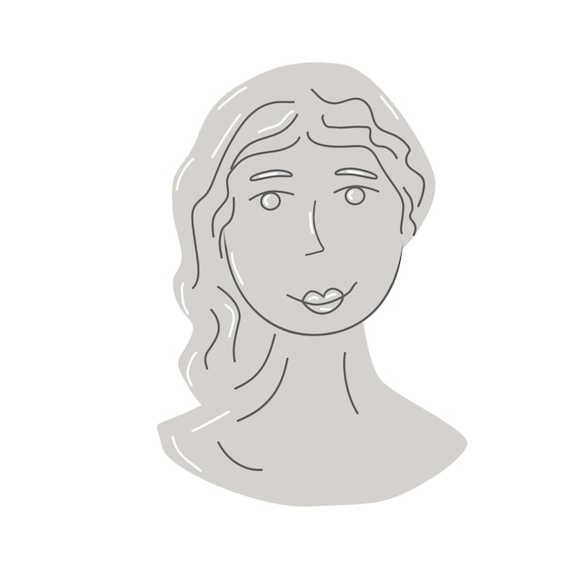 ベクトル 石膏アンティーク像の頭を持つ現代美術長い髪の女性ヴェイパーウェーブ スタイル ポスター コンセプト ベクトル イラスト