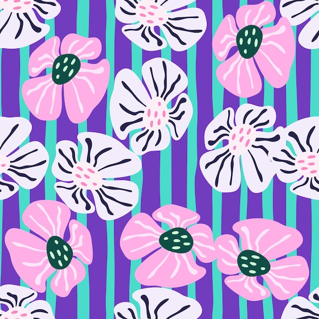 Contemporary big bud flower seamless pattern cute stylized flowers background