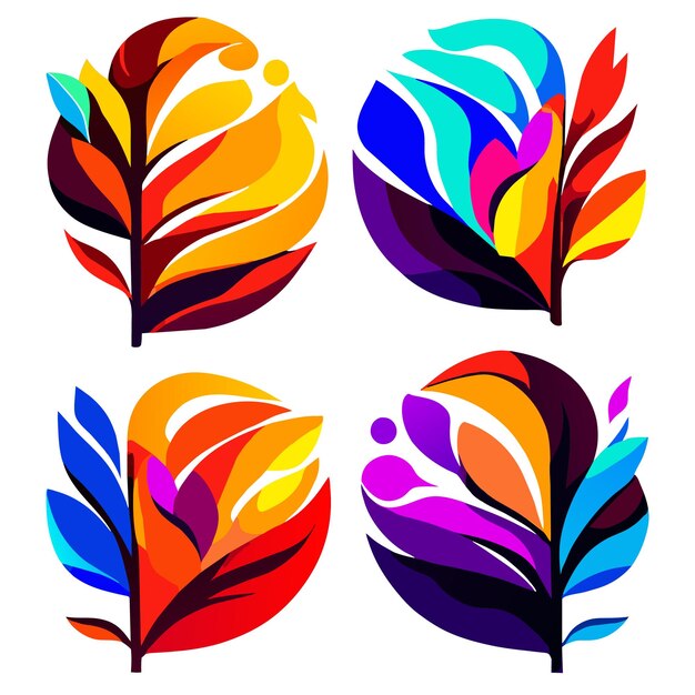 Vector contemporary bloom symbol elements