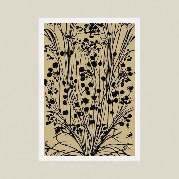 Contemporary Botanical Shapes Floral Pattern Cut Outs Leaves Print